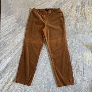 Talbots velvet trouser pants cotton curvy fit straight leg mid rise brown 8
